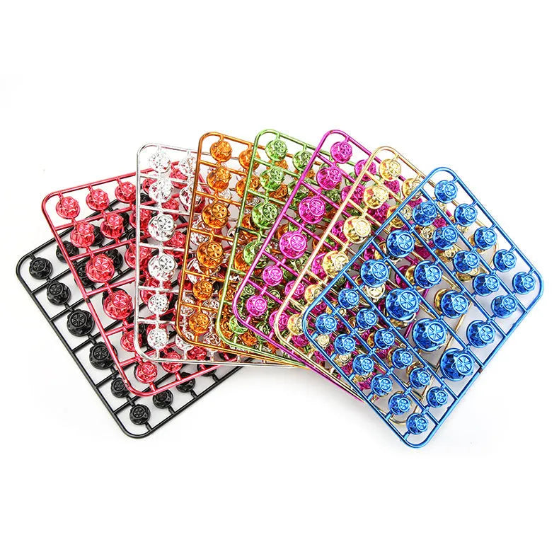 30 ABS plastic motorcycle screw caps in eight colours including black, red, gold, blue, silver, green, orange, purple