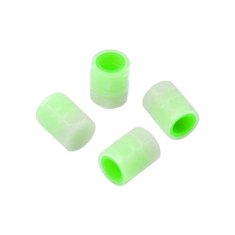 Car luminous valve caps with glow-in-the-dark gas nozzle design for tyre valves