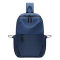 Men's waterproof chest bag in grey showing dimensions and shoulder strap