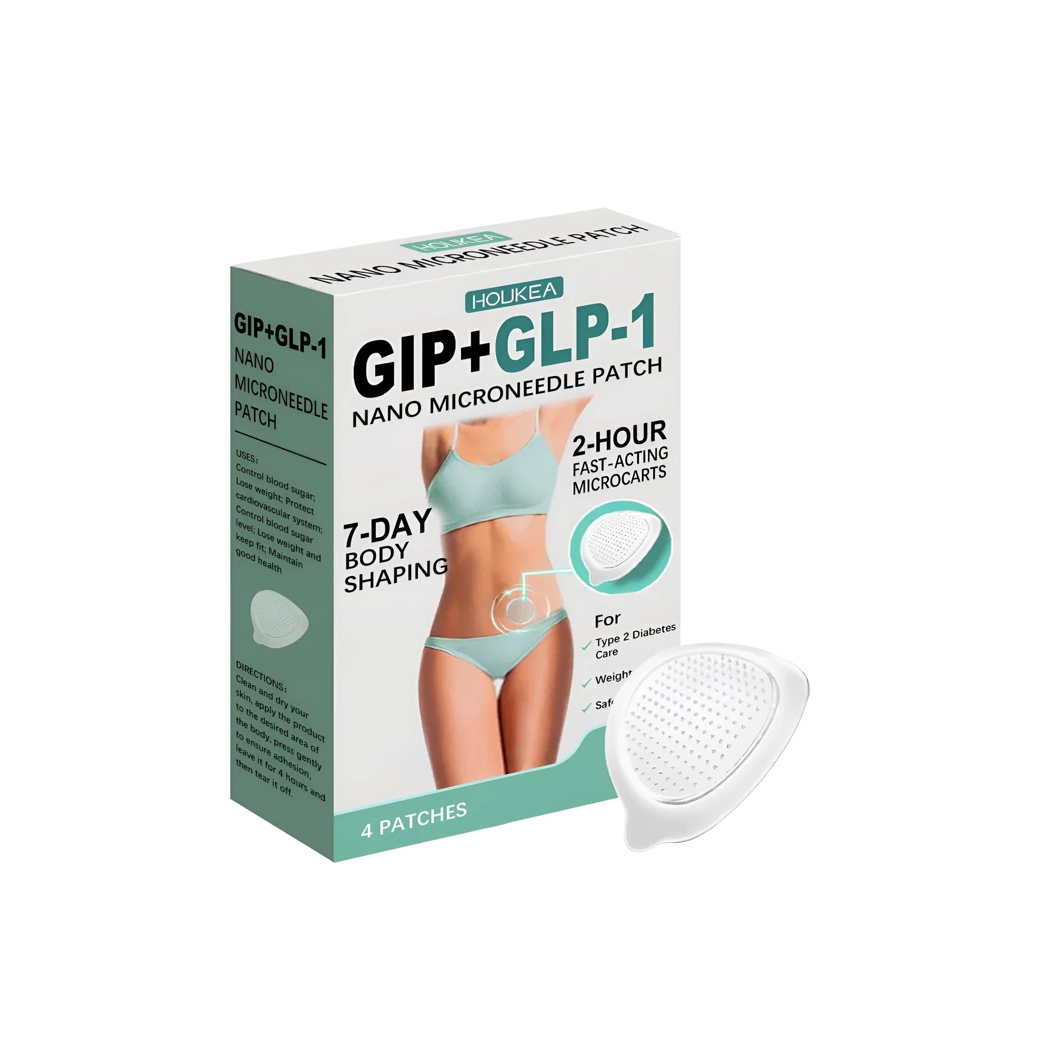 Four nano microneedle patches in a pack for targeted facial skincare treatment.