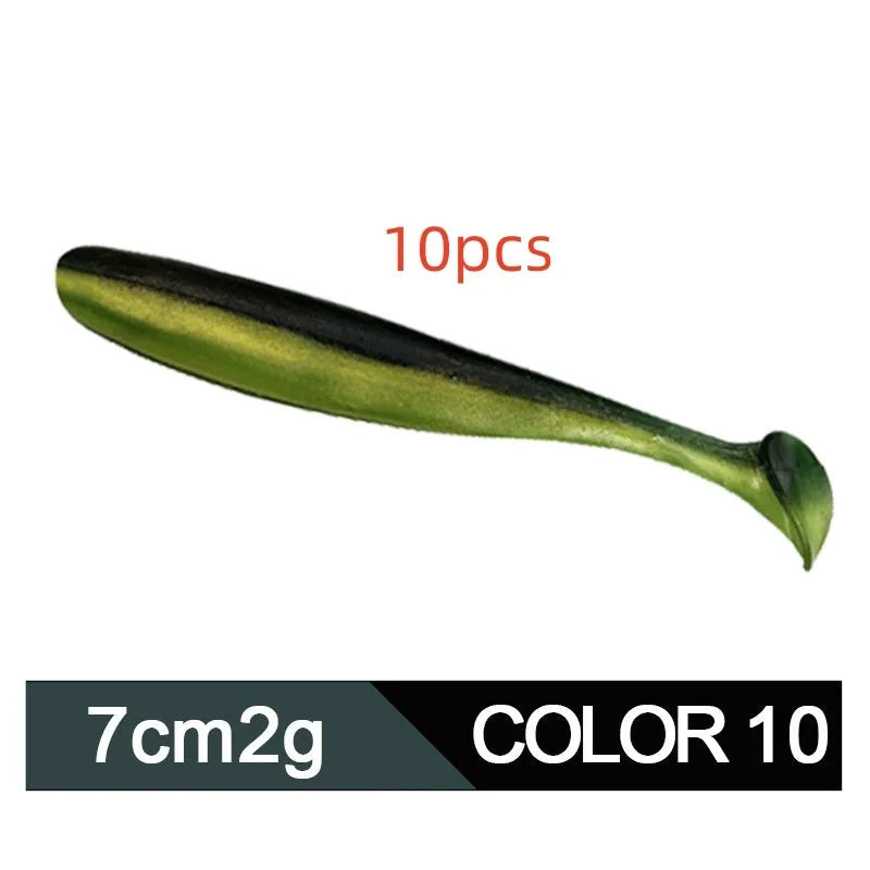 7cm soft worm fishing lure with two-tone T-tail design for mandarin fish