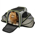 Black cat carrier bag made from 600D fabric with red piping and carrying handle