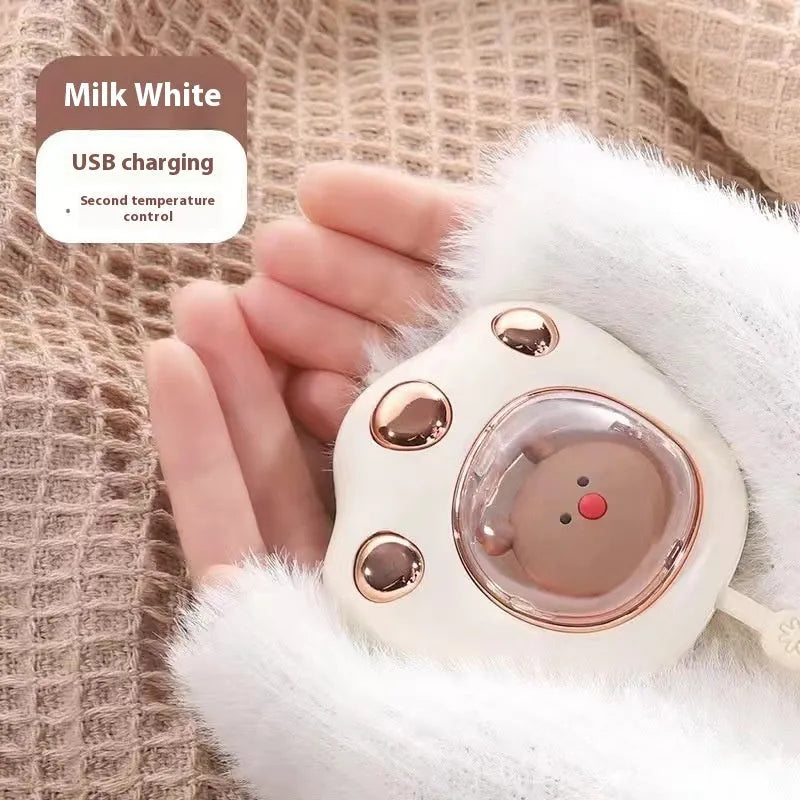 Mini USB hand warmer power bank with digital display in pink and blue colors