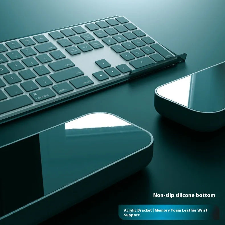 Double sided computer desk pad with integrated memory foam wrist rest in choice of colours