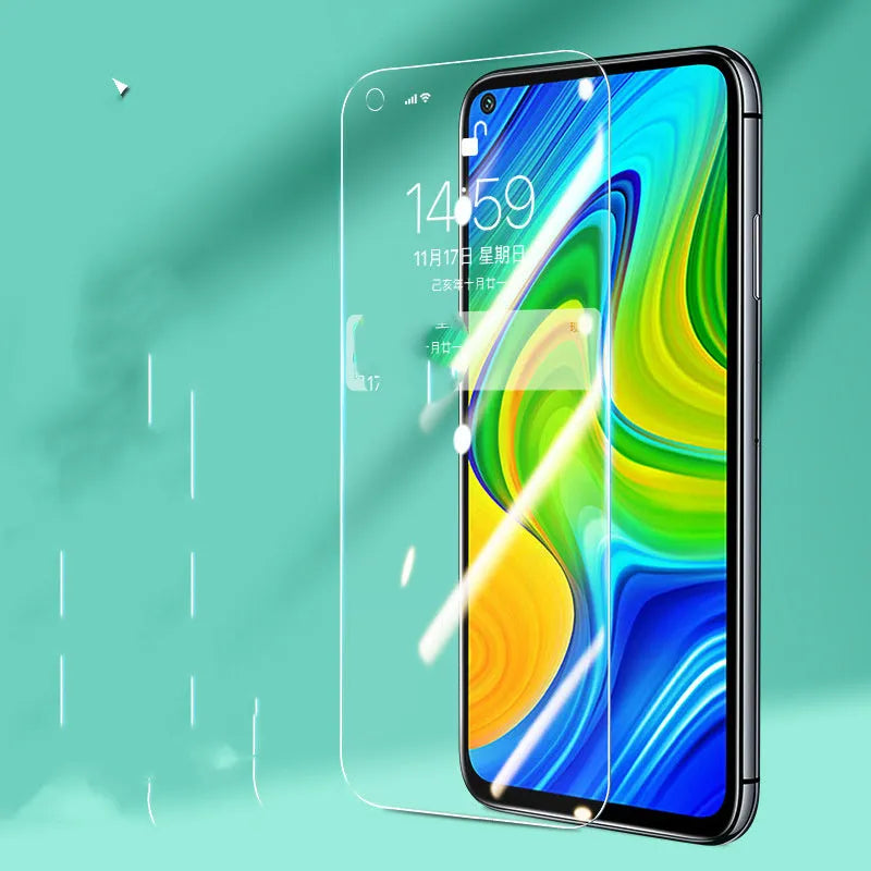 Xiaomi full-screen tempered glass phone screen protector on a mobile phone.