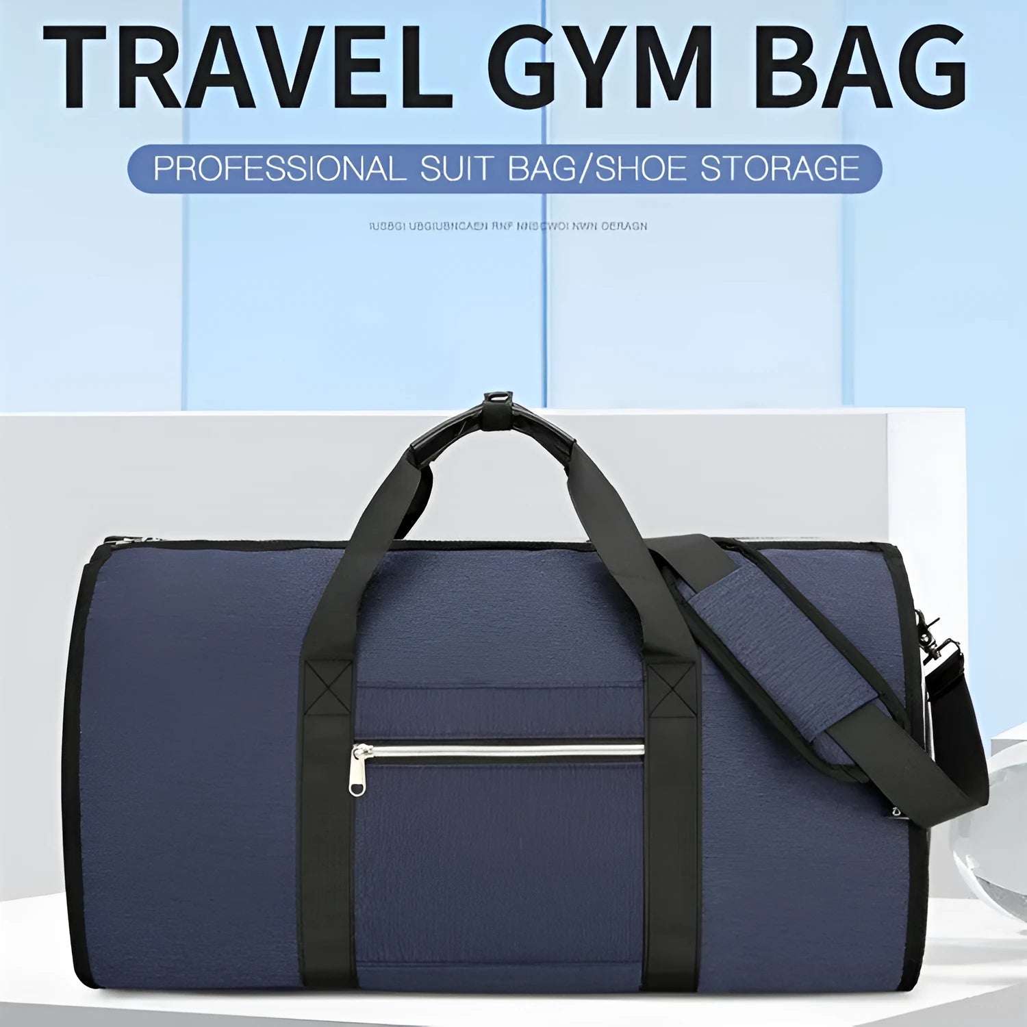 Grey waterproof oxford cloth sports bag with expansion feature and organisational compartments