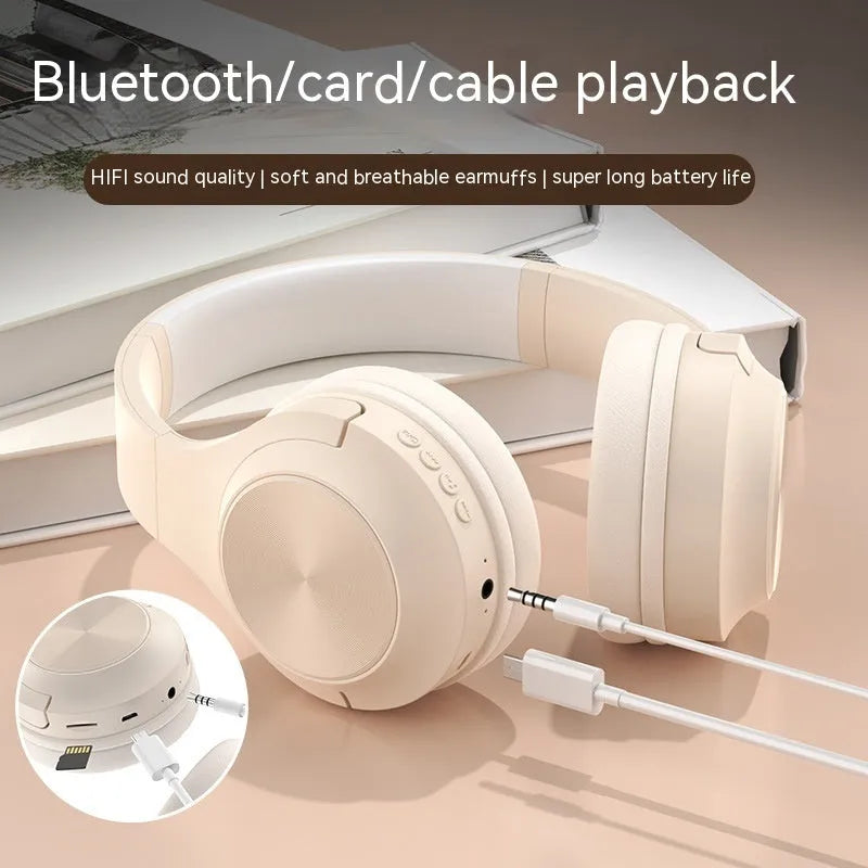 Wireless Bluetooth headset in chalk black colour with creative design and head-mounted wearing method
