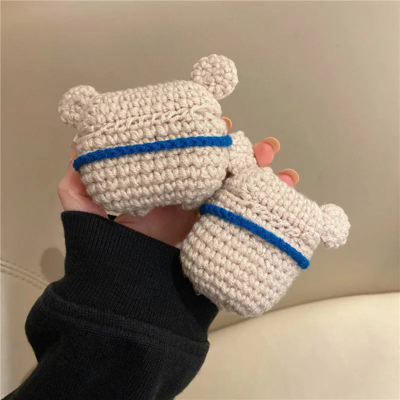 Handmade knitted koala bear backpack design cover for Apple AirPods charging case