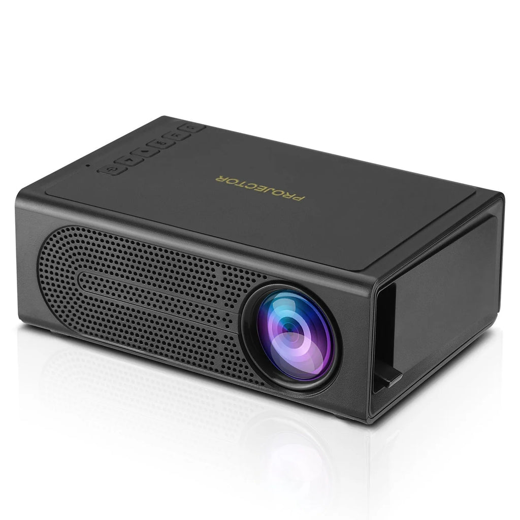 Black or white portable mini projector with wired connection cable for mobile phones