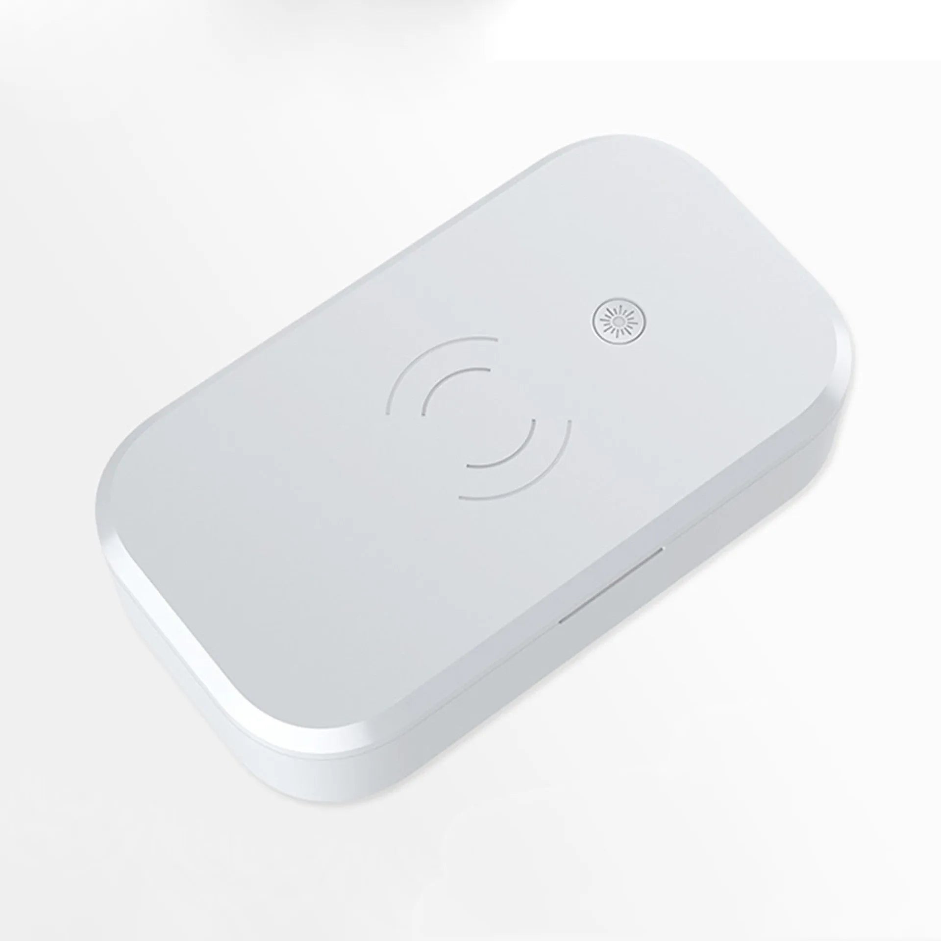 White ultraviolet disinfection box with wireless phone charging for nail art tool sterilisation
