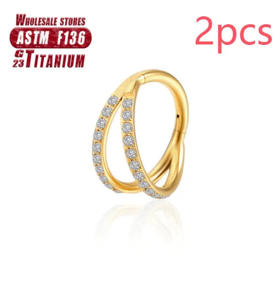 Titanium alloy fork nose ring body jewellery in silver, gold, black, rose gold, and colourful finishes
