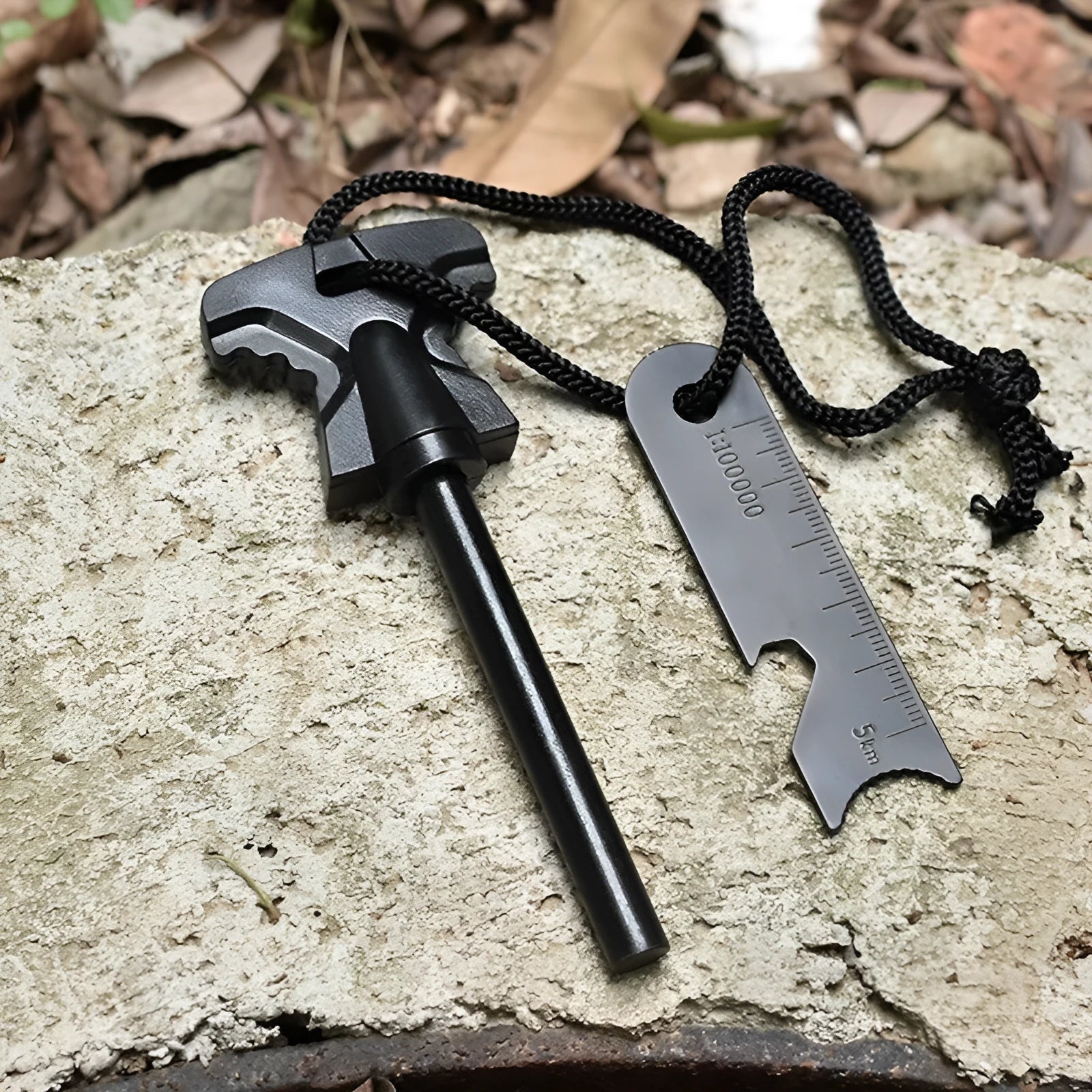Butterfly-shaped outdoor firestone with stainless steel doctor blade and bottle opener