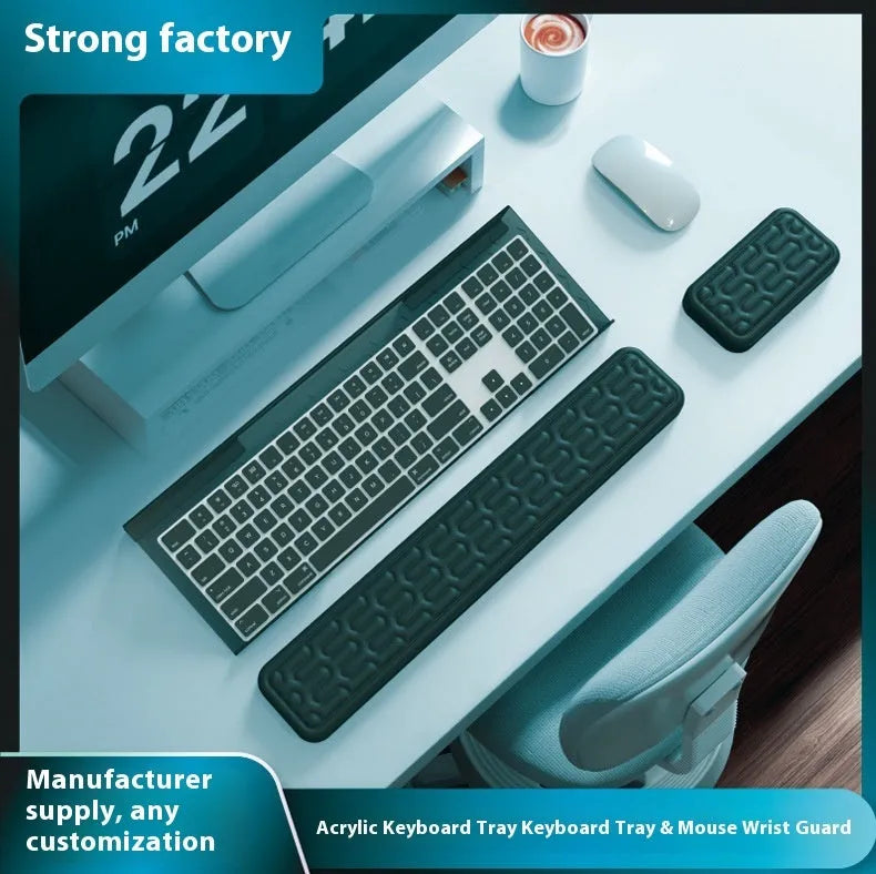Double sided computer desk pad with integrated memory foam wrist rest in choice of colours