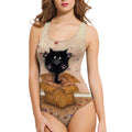 Women's 3D printed pattern one-piece swimsuit in polyester with sunflower design
