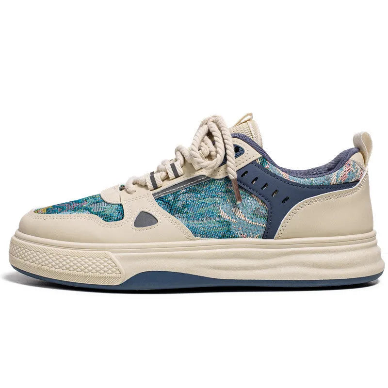 Canvas casual shoes with flat heel design in Milan green and beige colour options