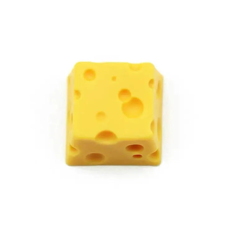 Yellow resin cheese wedge artisan keycap for mechanical keyboards with Cherry MX stem