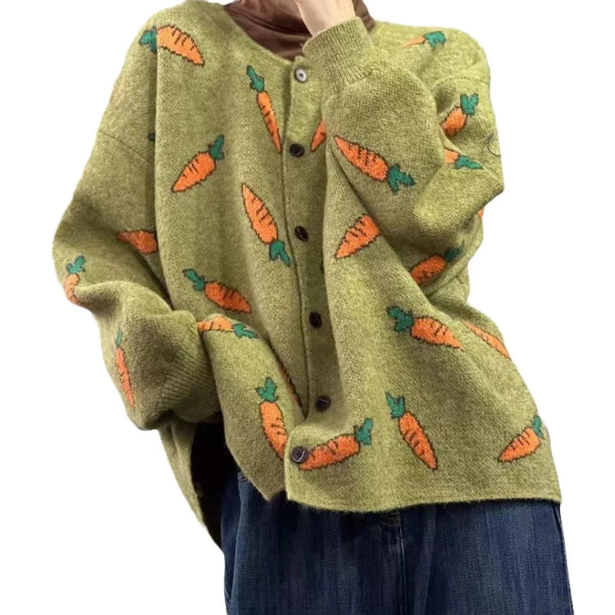 Women's loose fit cardigan with Mori artistic colour contrast print on viscose fabric.