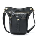 Crazy horse leather vintage satchel bag in black, brown, and crocodile pattern options.
