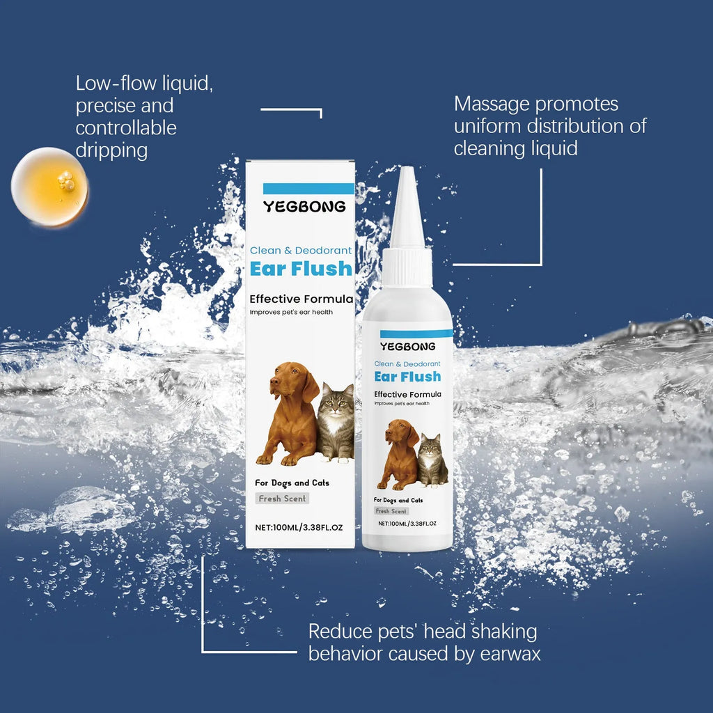 100ml bottle of gentle ear cleaner solution for cleaning cat and dog ears