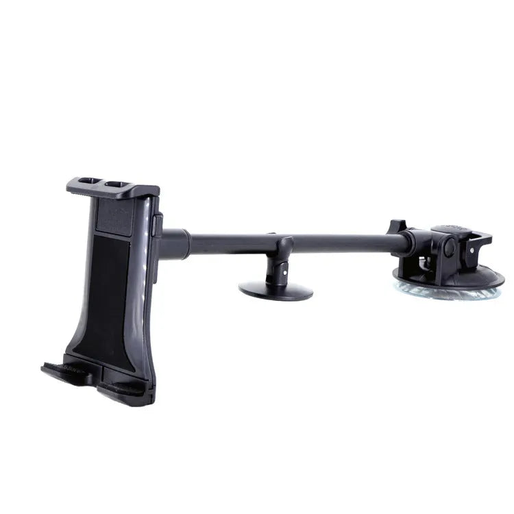 Black vehicle-mounted tablet holder with long-rod suction cup for 4-12 inch devices