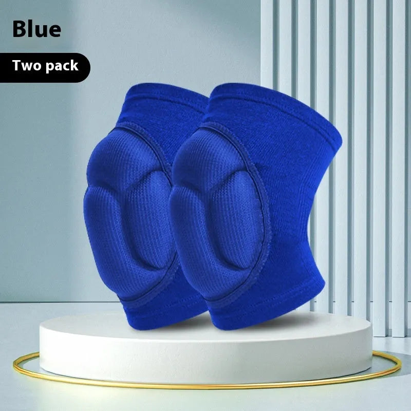Black and blue thick sponge knee pads for dance and sports protection