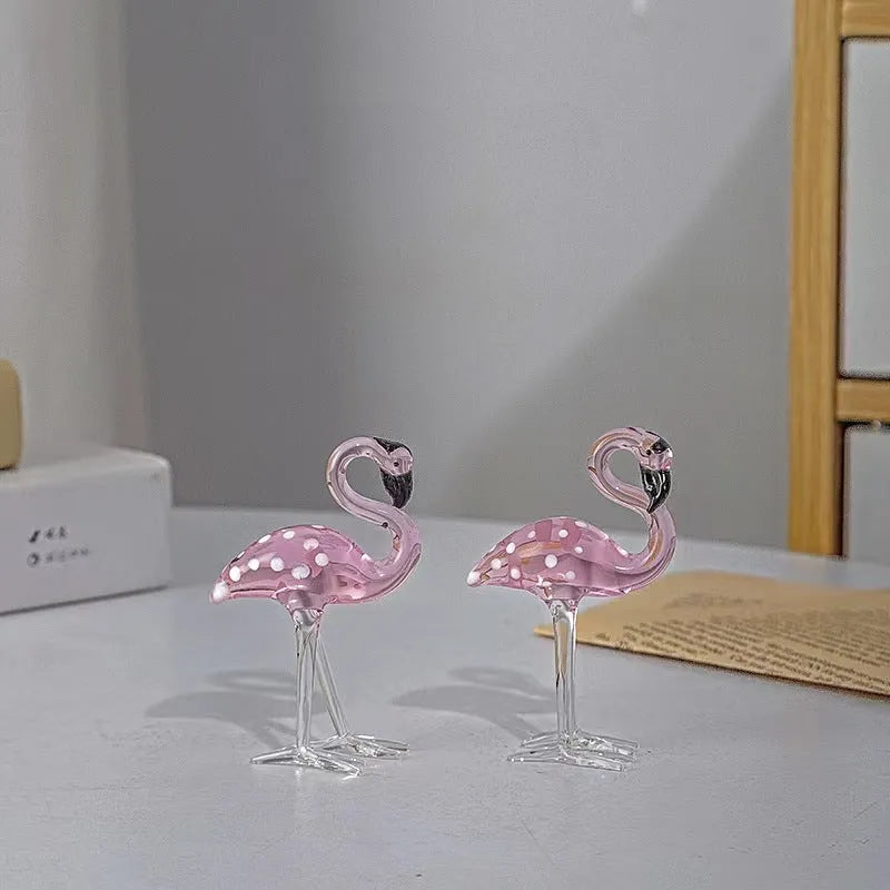 Pink crystal flamingo decorative ornament for home table display