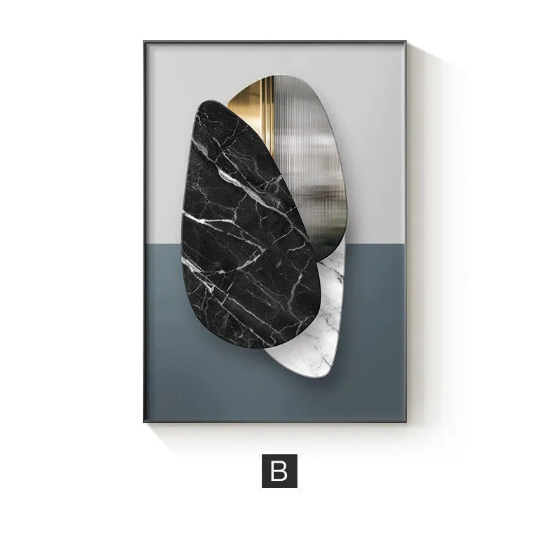 Abstract geometric pattern printed on canvas wall poster in multiple size options