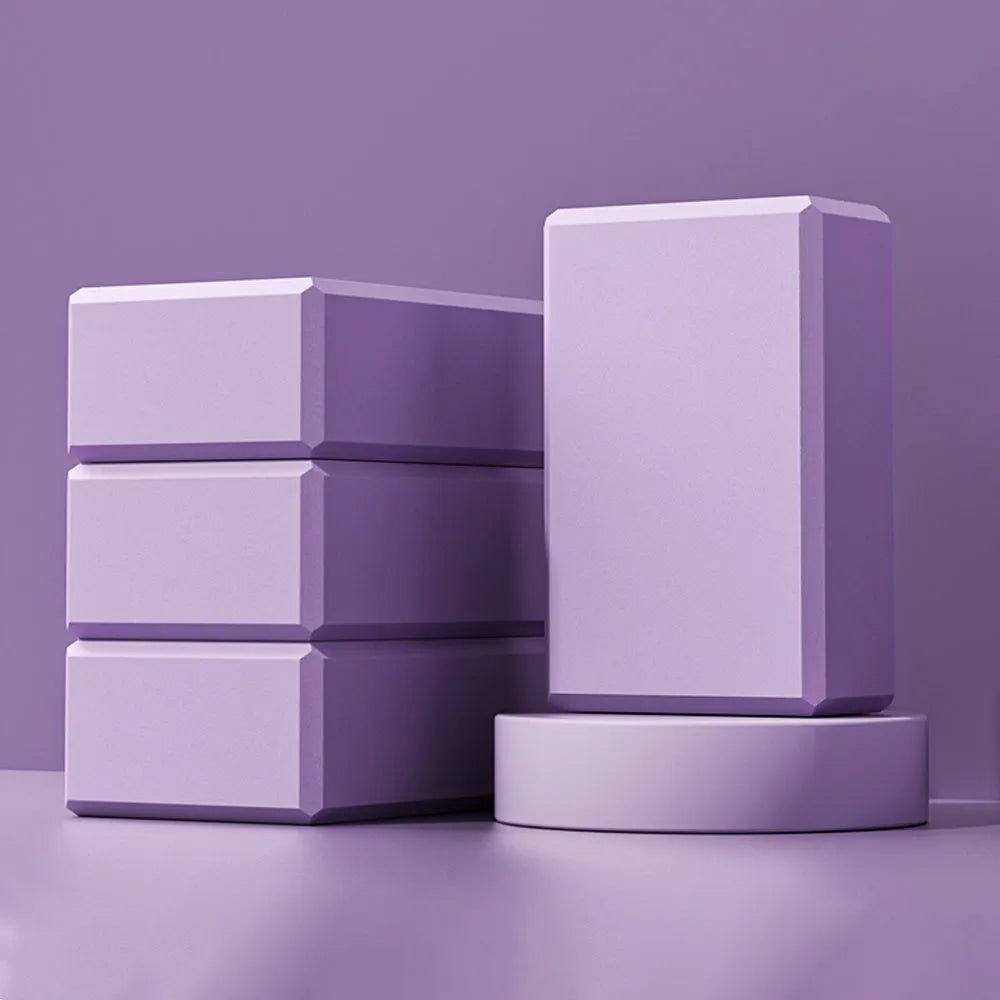 High density EVA foam yoga block with hexagonal ridges in solid colour for gym training and stretching