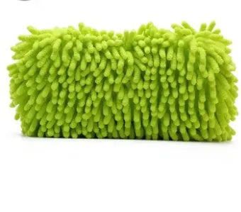 Silver green chenille car wash sponge measuring 14x25cm with microfiber construction