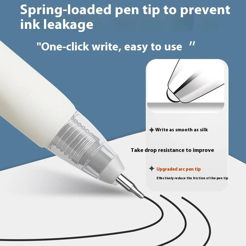 Pack of 10 quick-drying ballpoint pen refills in black, blue, red, and ink blue colours on a white background.