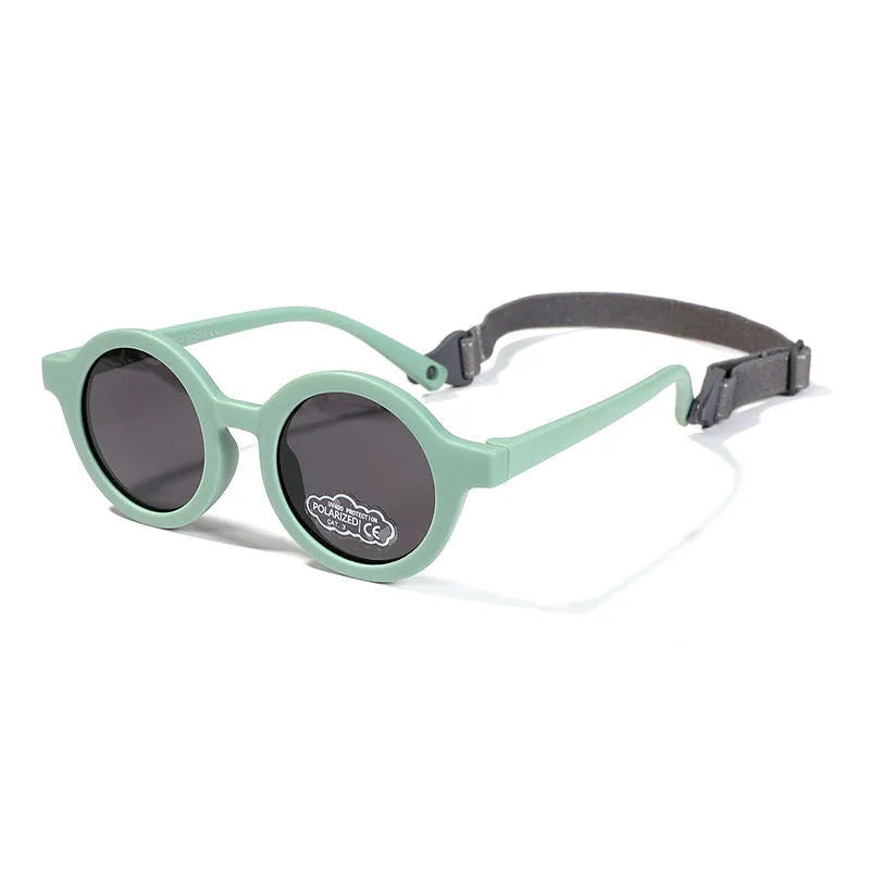 Children's round frame silicone sunglasses with UV400 protection for 0-3 year olds in multiple colour options