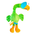 Screaming chicken sound dog toy in black, green or orange colours with bite-resistant rubber construction