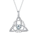 Geometric Celtic knot copper necklace for women in an electroplated blue colour finish.