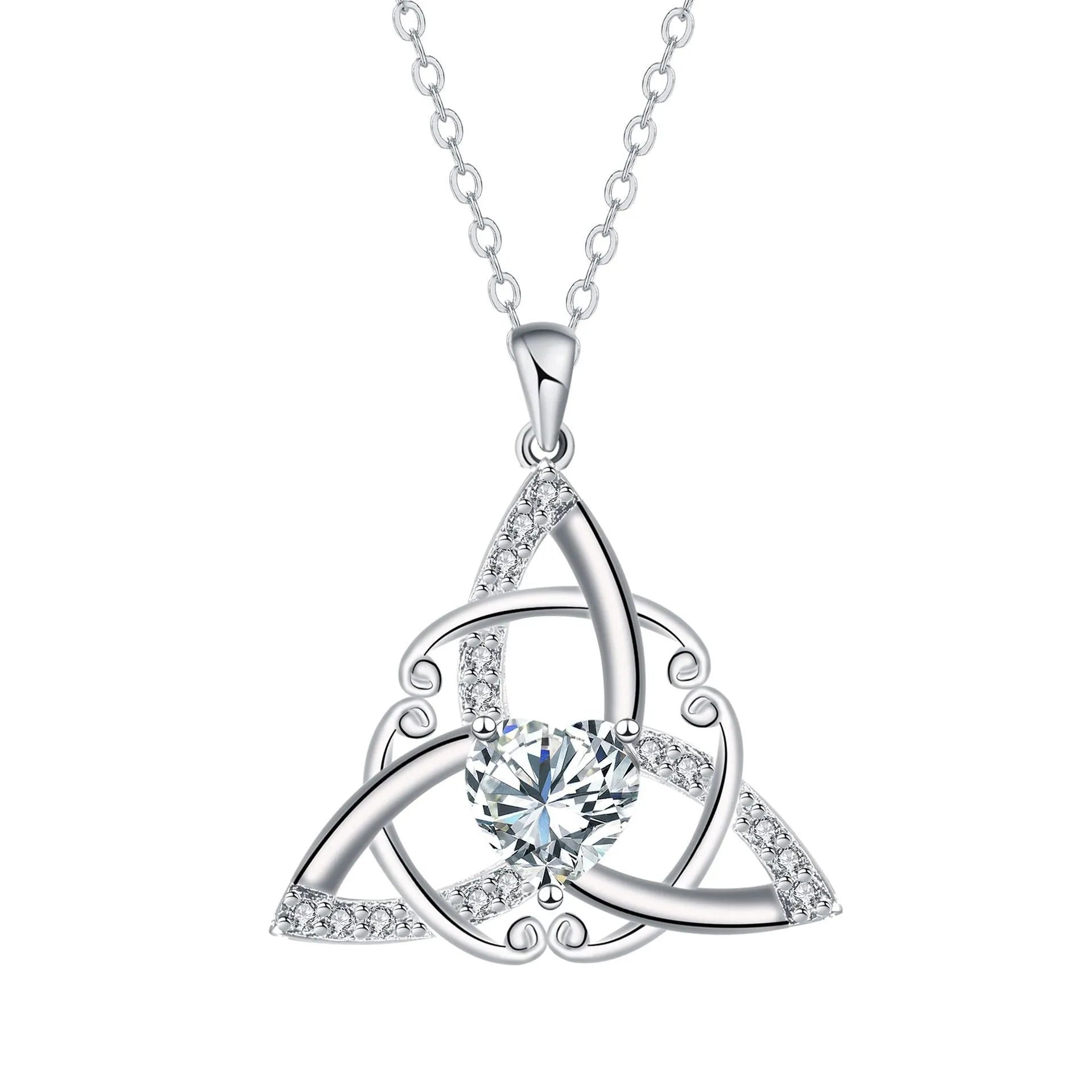 Geometric Celtic knot copper necklace for women in an electroplated blue colour finish.