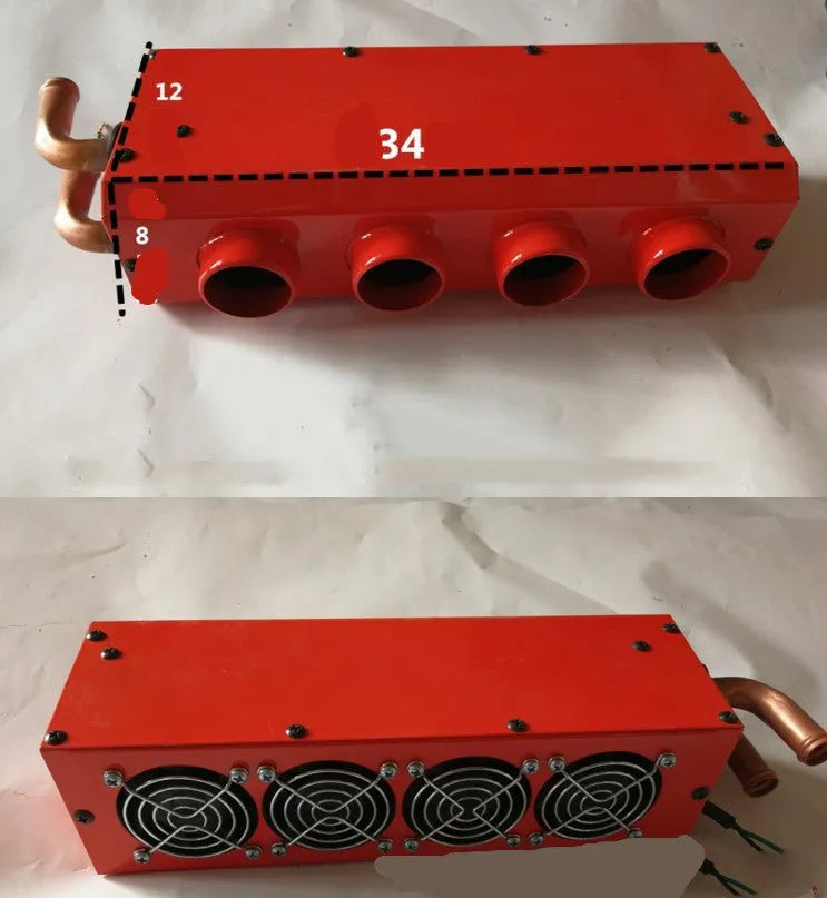 Metal auxiliary car heater with copper pipe connections for 12V 24V vehicle heating systems
