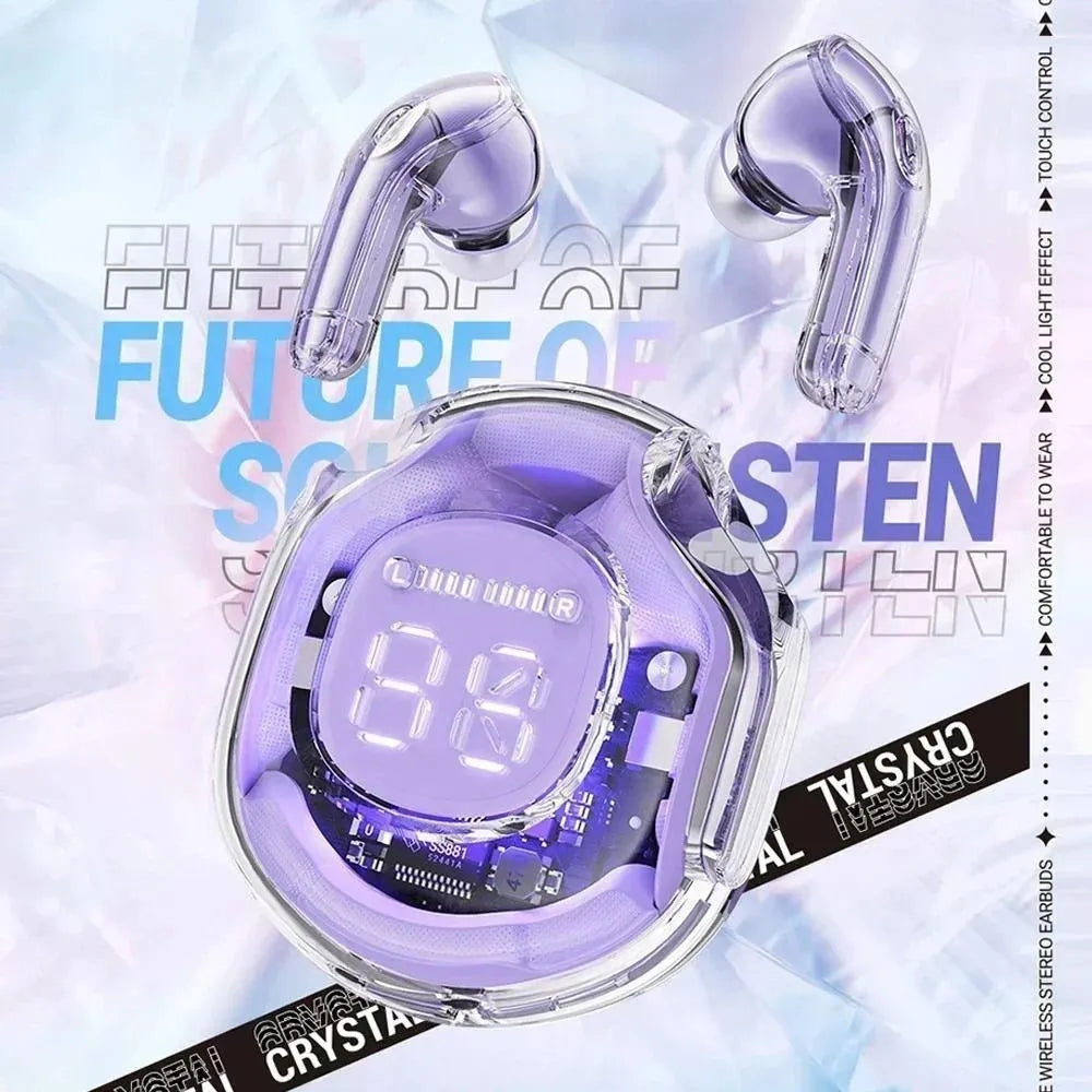 Transparent warehouse wireless Bluetooth headset in various colours showing in-ear design