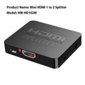 HDMI distribution splitter with one input and two output ports for dual display setups