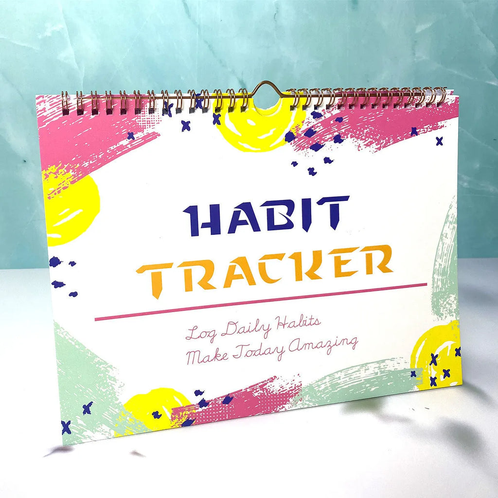 English habit tracking journal with 12 pages in 21cm by 28cm size