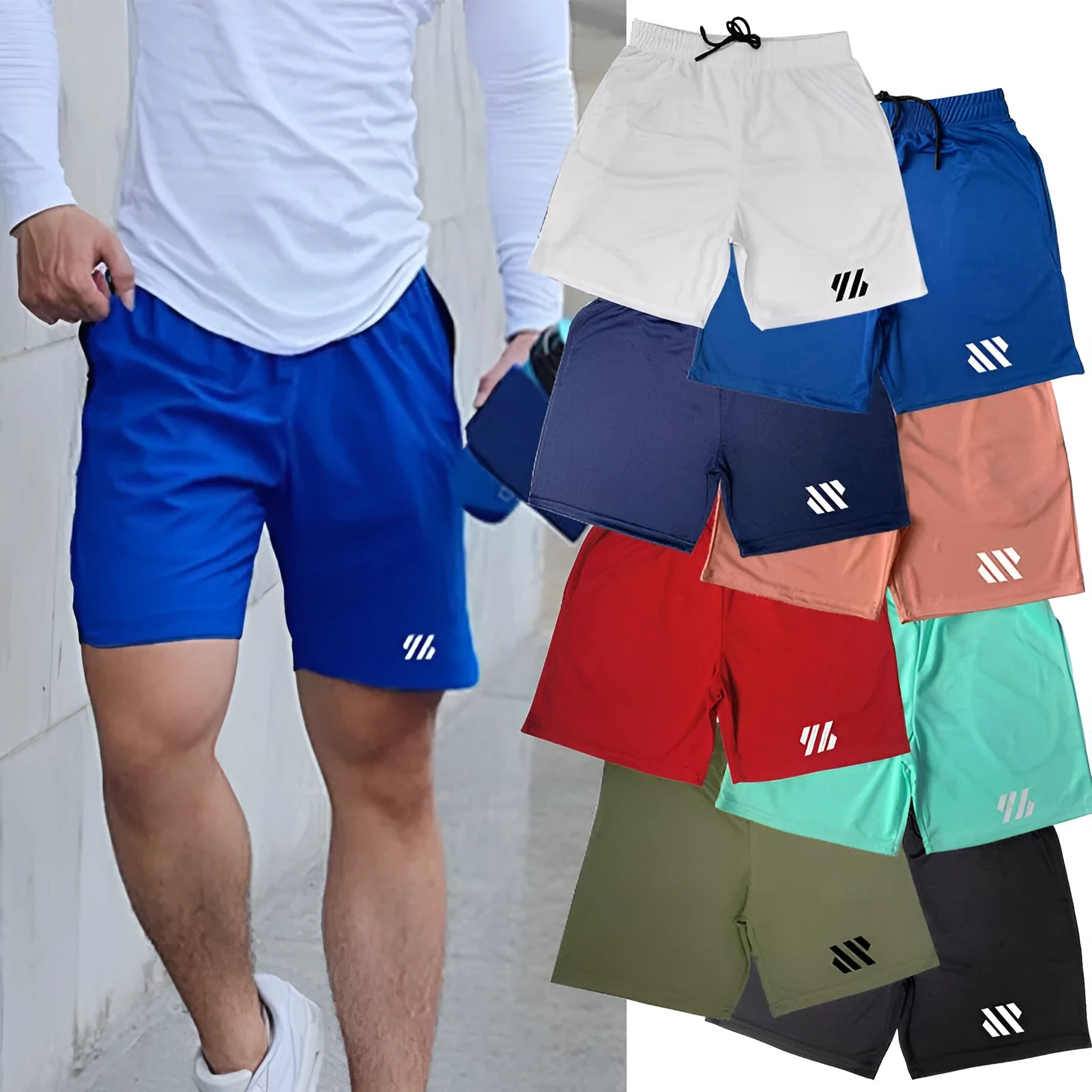 Men's loose fit metal silk sports shorts for summer running in multiple colours.