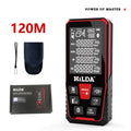 Handheld laser rangefinder device for distance measurement up to 120 metres