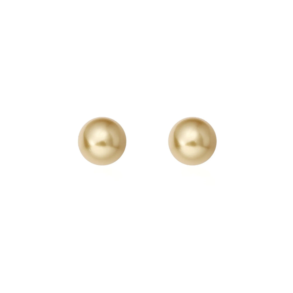 Geometric pearl stud earrings in silver with retro styling and multiple size options