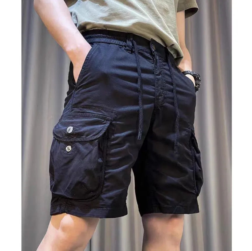 Loose straight Korean-style overalls pants with multiple pockets in four colour options