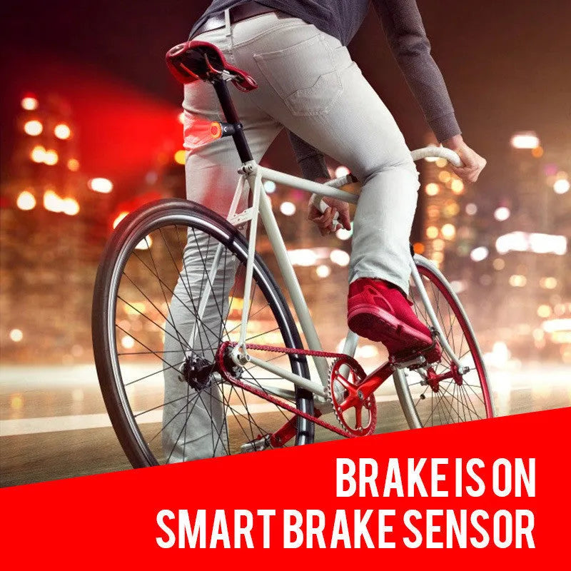Black smart brake sensing USB charging bicycle taillight with aluminium housing