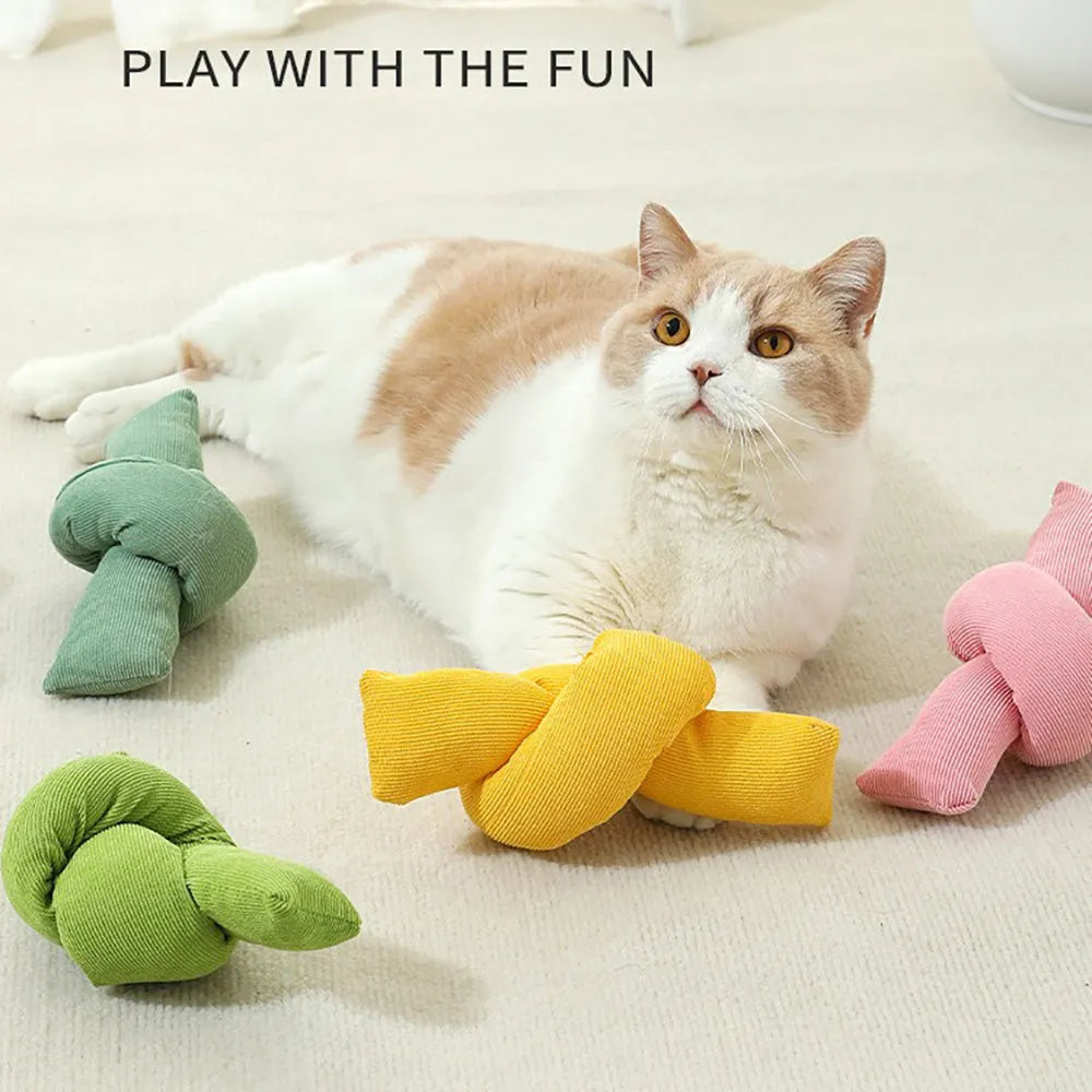 White knotted cotton rope dog toy for tug of war and chewing