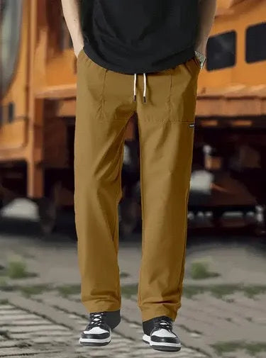 Men's polyester trousers in light grey, dark green, black, dark grey, dark blue colours for spring and autumn wear