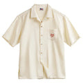 Men's light apricot Cuban collar shirt with bamboo and floral pattern