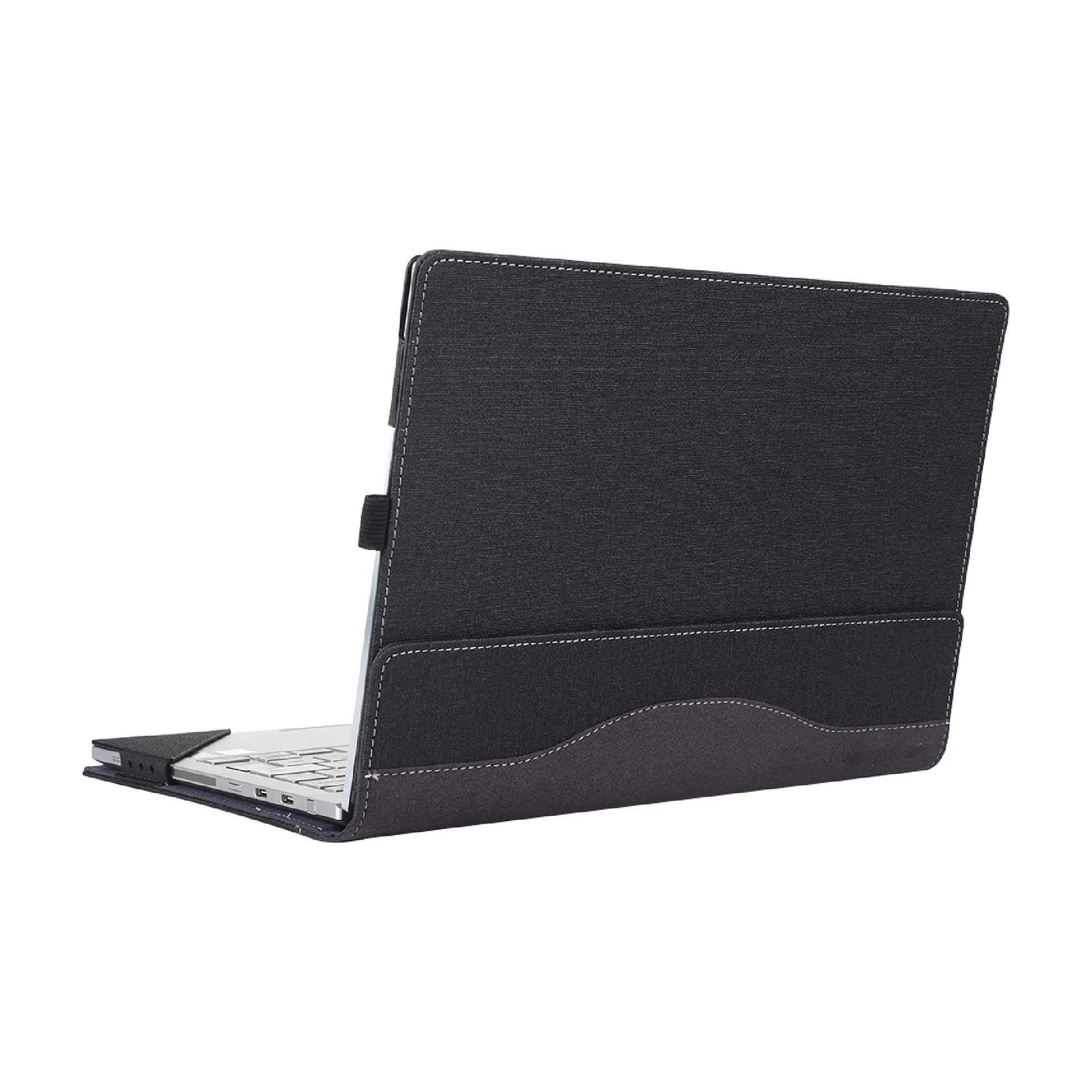 Black imitation leather laptop sleeve with Chinese-style fabric craft for Microsoft Laptop6