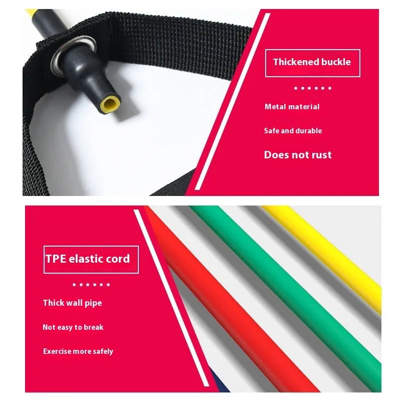Adjustable chest expander exercise equipment with TPE tension rope in five resistance colours