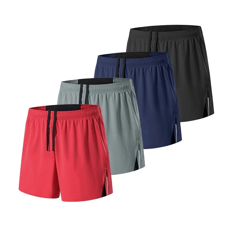Men's high-waist off-road running shorts in red black navy blue grey colours loose fit quick-drying