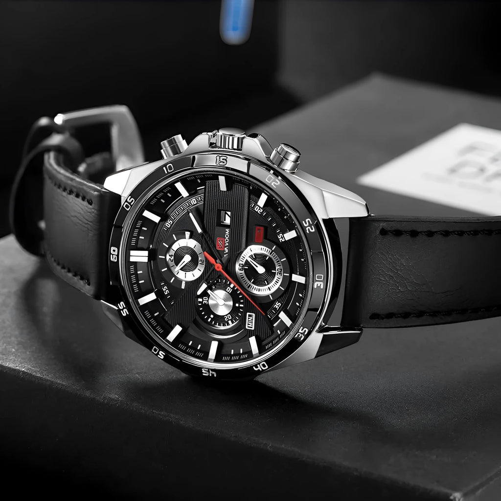Men's casual business calendar quartz watch in multiple colour options with waterproof design